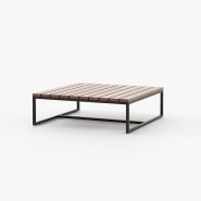 Table basse 174 - Badi - Wooden and metal coffee table, 80cm deep, natural finish - Pacific Compagnie.