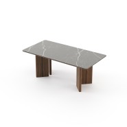 Table à manger 174 - Ponza - Metal and wood combined in a luxurious dining table - Pacific Compagnie.