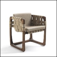 Dining Chair seat in Nubuck Leather with structure in solid walnut wood 154-Webbing Padded