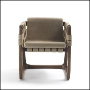 Dining Chair seat in Nubuck Leather with structure in solid walnut wood 154-Webbing Padded