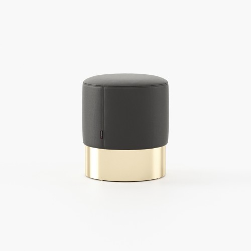 Pouf 174 - Isaac - Wooden and metal framed pouf in natural leather - Pacific Compagnie.