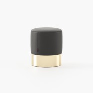 Pouf 174 - Isaac - Wooden and metal framed pouf in natural leather - Pacific Compagnie.