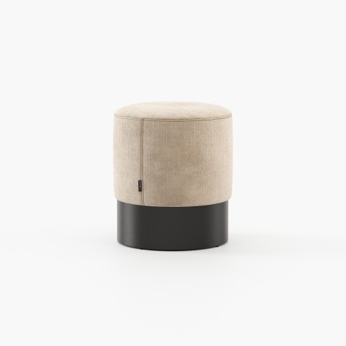 Pouf 174 - Isaac - Fabric and leather pouf with metal accents - Pacific Compagnie.