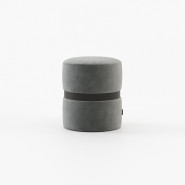 Pouf 174 - Edson - Wood and fabric pouf with anthracite tone option - Pacific Compagnie.
