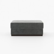 Pouf 174 - Charlie - White and taupe pouf with wooden legs - Pacific Compagnie.