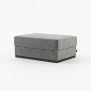 Pouf 174 - Charlie - Khaki and anthracite fabric pouf with metal accents - Pacific Compagnie.