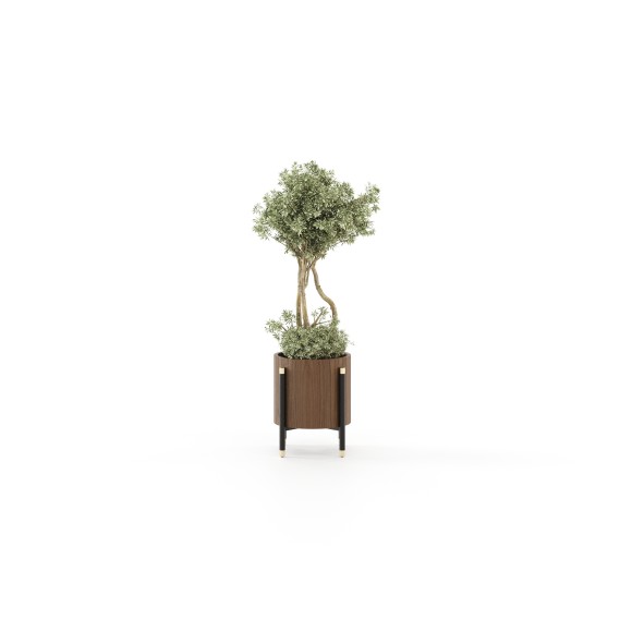 Pot de fleurs 174 - Rosie - Small Walnut Wooden Flower Pot - Pacific Compagnie.