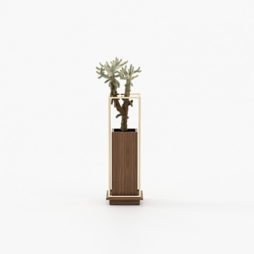 Pot de fleurs 174 - Lanie - Small sized wooden flower pot with walnut color - Pacific Compagnie.