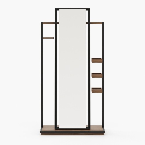 Miroir 174 - Herbert - Miroir en noyer mat, avec cadre en métal, design contemporain - Pacific Compagnie.