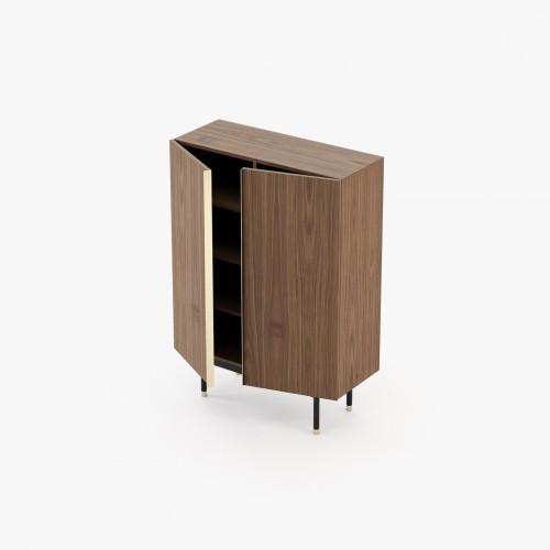 Meuble bar 174 - Cuba - Modern wooden bar cabinet in Smoked Eucalyptus finish - Pacific Compagnie.