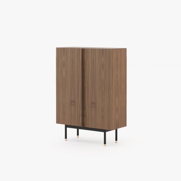 Meuble bar 174 - Cuba - Contemporary wooden bar with metal hardware and smoked eucalyptus veneer - Pacific Compagnie.