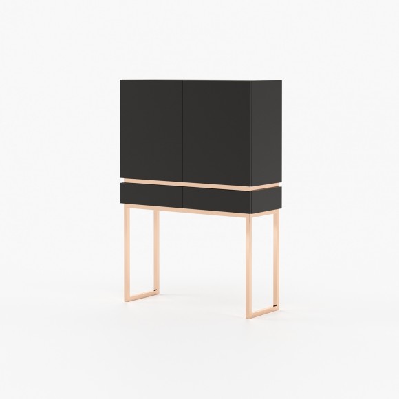 Meuble bar 174 - Cannes - Compact smoked Eucalyptus bar - Pacific Compagnie.