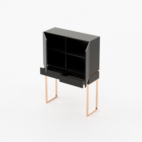 Meuble bar 174 - Cannes - Luxury wood and metal bar unit - Pacific Compagnie.