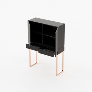 Meuble bar 174 - Cannes | Meuble bar 174-Cannes avec une couleur unique en placage d’eucalyptus fumé mat - Pacific Compagnie.