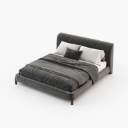 Lit 174 - Gray - Lit en bois et tissu de couleur sable - Pacific Compagnie.