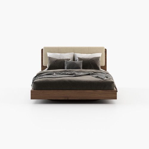 Lit 174 - Bruny | Lit 174-Bruny avec têtes de lit en bois et tissu - Pacific Compagnie.