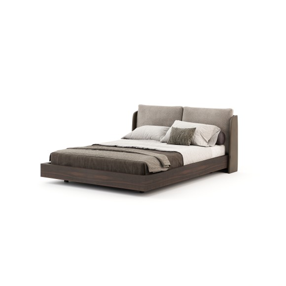 Lit 174 - Brooke - Taupe leather bed frame in small size - Pacific Compagnie.