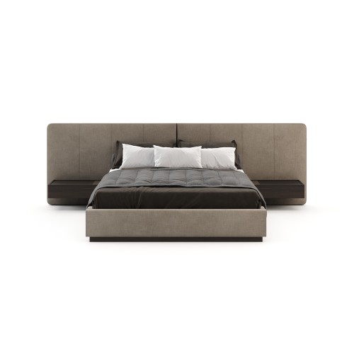 Lit 174 - Bonnie - Lit en bois et tissu de couleur kaki, taille small - Pacific Compagnie.