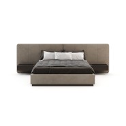 Lit 174 - Bonnie - Lit en bois et tissu de couleur kaki, taille small - Pacific Compagnie.