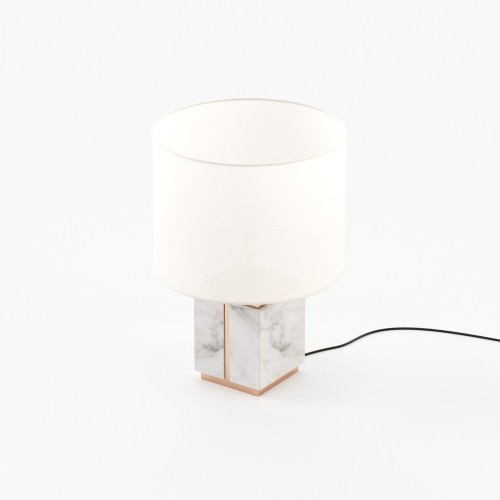 Lampe de bureau 174 - Little jack - Elegant wooden and metal table lamp with marble details in a walnut matte finish for home of