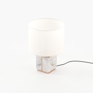 Lampe de bureau 174 - Little jack - Elegant wooden and metal table lamp with marble details in a walnut matte finish for home of