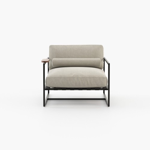 Fauteuil 174 - Badi - Fauteuil en bois et tissu, style élégant, talin sable, mostaza, andapa sable, avocat, parfait pour le salo