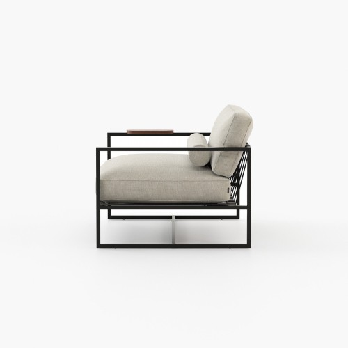 Fauteuil 174 - Badi - Sleek armchair with metal and wood construction - Pacific Compagnie.