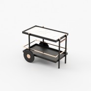 Desserte à thé 174 - Pitt - Wooden tea cart with matte walnut finish - Pacific Compagnie.