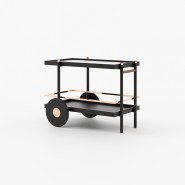 Desserte à thé 174 - Pitt - Wooden and metal tea cart with walnut matte finish, elegant design - Pacific Compagnie.