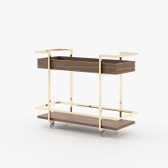 Desserte à thé 174 - Janice - Elegant tea cart with walnut matte color, ideal for living rooms - Pacific Compagnie.