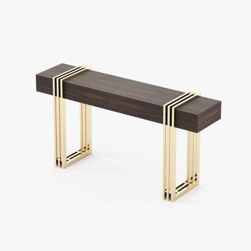 Console 174 - Evelyn - Walnut wood console table with metal accents, small size - Pacific Compagnie.