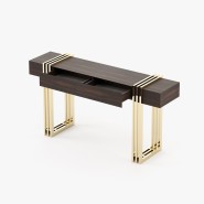 Console 174 - Evelyn - Elegant walnut matte console with wooden and metal structure, large version - Pacific Compagnie.