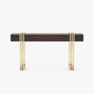 Console 174 - Evelyn - Modern console table in walnut finish, featuring a combination of wood and metal materials - Pacific Comp