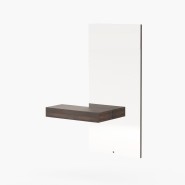 Console 174 - Eos round - Console en noyer mat avec miroir - Pacific Compagnie.