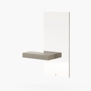 Console 174 - Eos round - Entryway console table with wooden and mirror materials in walnut tone - Pacific Compagnie.