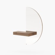 Console 174 - Eos round - Walnut wood console table with storage and mirror features - Pacific Compagnie.
