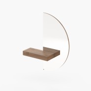 Console 174 - Eos round - Console en noyer mat avec miroir rond - Pacific Compagnie.