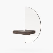 Console 174 - Eos round - Console ronde en bois et miroir en noyer mat - Pacific Compagnie.