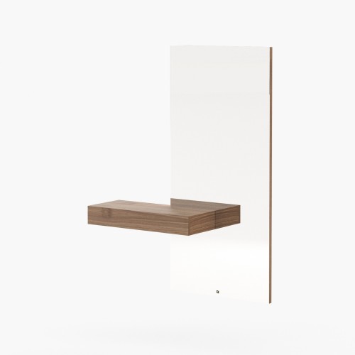 Console 174 - Eos round - Console en bois avec finition noyer mat et miroir - Pacific Compagnie.