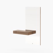 Console 174 - Eos round - Console en bois avec finition noyer mat et miroir - Pacific Compagnie.