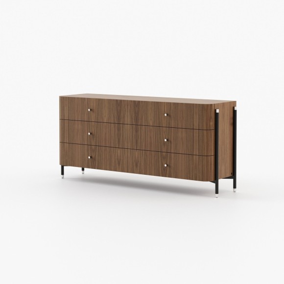Commode 174 - Rosie - Walnut wood chest with 3 drawers and large capacity - Pacific Compagnie.