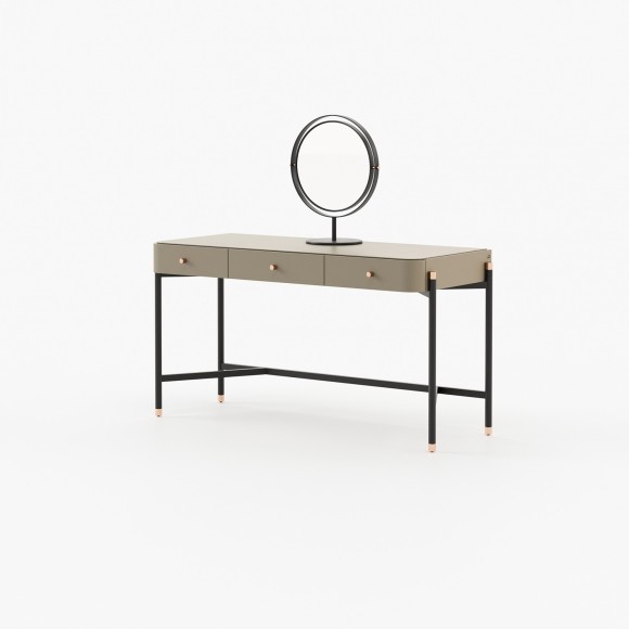 Coiffeuse 174 - Rosie - Classic wooden dressing table with metal details and walnut finish - Pacific Compagnie.