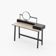 Coiffeuse 174 - Moreton - Meuble de coiffeuse en noyer mat avec miroir - Pacific Compagnie.