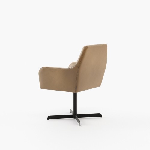 Chaise 174 - Robson - White and taupe patterned chair with sturdy metal frame - Pacific Compagnie.