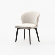 Chaise 174 - Nelly - Wooden chair with fabric cushion in neutral tones - Pacific Compagnie.