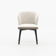 Chaise 174 - Nelly - Chaise en tissu kaki, taupe et blanc avec cadre en bois, hauteur 85cm - Pacific Compagnie.