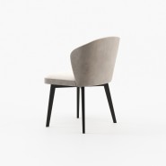 Chaise 174 - Nelly - Sleek wooden chair with white and taupe fabric upholstery - Pacific Compagnie.