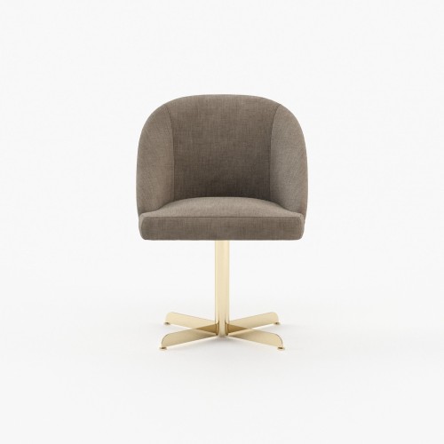 Chaise 174 - Loren - Comfortable taupe fabric and metal chair - Pacific Compagnie.