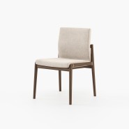 Chaise 174 - Jayne - Wooden chair with sand colored fabric and metal accents - Pacific Compagnie.