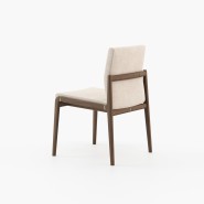 Chaise 174 - Jayne - Chair with wooden base and sand colored fabric - Pacific Compagnie.